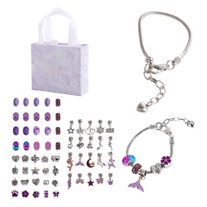 Kids Jewelry Making Kit DIY Bead Bracelet Necklace Set with Bag
