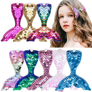 Kids Mermaid Tail Hair Clip Baby Cute Bangs Clip Cartoon Sequins Duckbill Clip