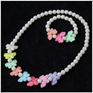 Kids Candy Bead Flower Princess Necklace