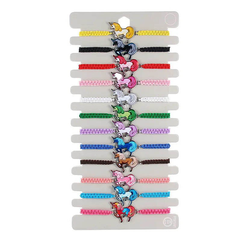 Kids Flamingo Pony Bracelet Set with 12Strands - 16-32cm Adjustable