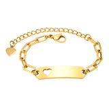 Kids Stainless Steel Heart ID Bracelet 6.3-8.3inch