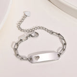 Kids Stainless Steel Heart ID Bracelet 6.3-8.3inch