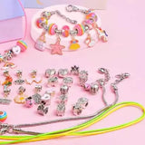 Kids DIY Jewelry Set Bead Bracelet Necklace Making Kit with Storage Box