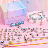 Kids DIY Jewelry Set Bead Bracelet Necklace Making Kit with Storage Box