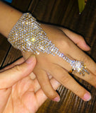 Girls Crystal Finger Ring Bracelet Rhinestone Hand Harness Bangle