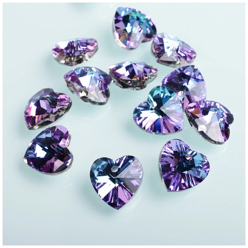 Heart Shape Crystal Pendant Beads 14mm for Necklace
