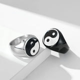 Ethnic Style Tai Chi Signet Rings for Women Men Jewelry