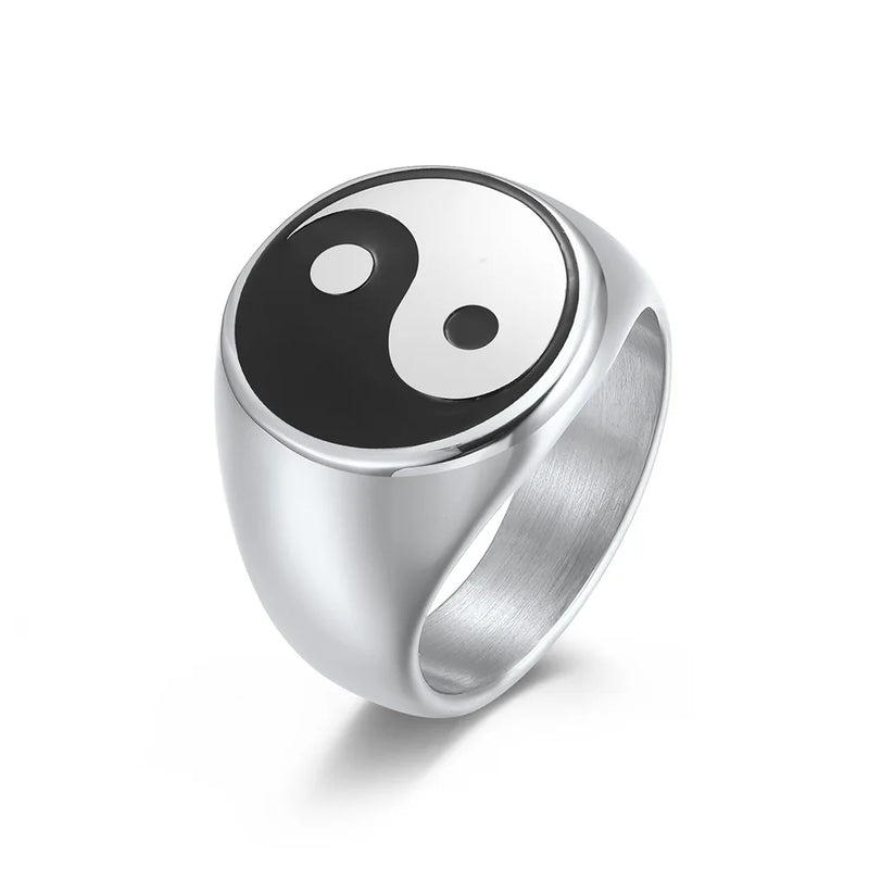 Ethnic Style Tai Chi Signet Rings for Women Men Jewelry