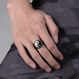 Ethnic Style Tai Chi Signet Rings for Women Men Jewelry