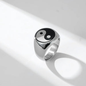 Ethnic Style Tai Chi Signet Rings for Women Men Jewelry