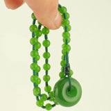 Green Jade Peace Button Sweater Chain Necklace