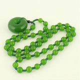 Green Jade Peace Button Sweater Chain Necklace