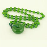 Green Jade Peace Button Sweater Chain Necklace