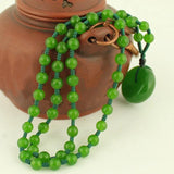 Green Jade Peace Button Sweater Chain Necklace