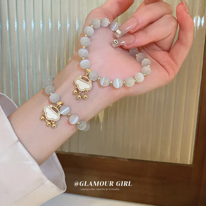Jade Opal Crystal Bracelet Chinese Jade Stone Snake Chain Women's Wrist Strap