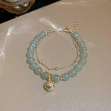Jade Opal Crystal Bracelet Chinese Jade Stone Snake Chain Women's Wrist Strap