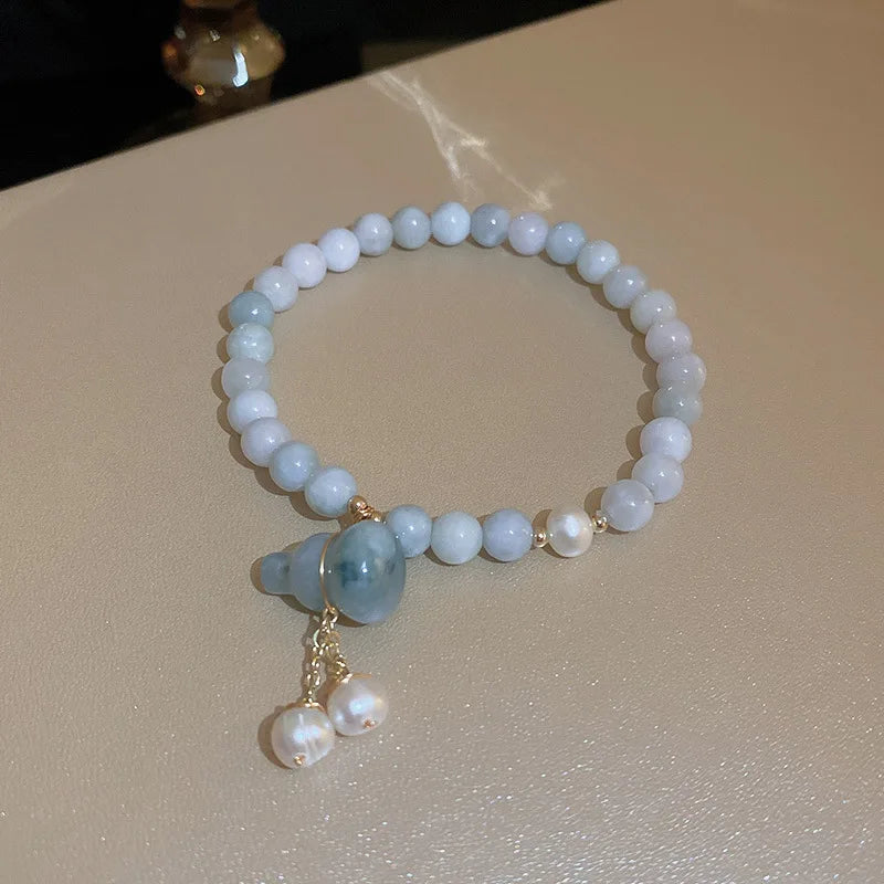 Jade Opal Crystal Bracelet Chinese Jade Stone Snake Chain Women's Wrist Strap