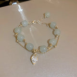 Jade Opal Crystal Bracelet Chinese Jade Stone Snake Chain Women's Wrist Strap