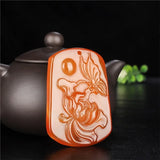 Natural Agate Hand-carved Peace Flower Butterfly Jade Pendant Jewelry