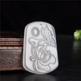 Natural Agate Hand-carved Peace Flower Butterfly Jade Pendant Jewelry