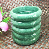 Dark Green Carved Wide Jade Bracelet - Men's & Women's Gift
