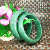 Dark Green Carved Wide Jade Bracelet - Men's & Women's Gift