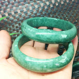 Dark Green Carved Wide Jade Bracelet - Men's & Women's Gift