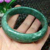 Dark Green Carved Wide Jade Bracelet - Men's & Women's Gift