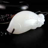 Natural Green Double-sided Hand-carved Fish Jade Pendant Boutique Jewelry
