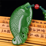 Natural Green Double-sided Hand-carved Fish Jade Pendant Boutique Jewelry