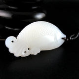 Natural Green Double-sided Hand-carved Fish Jade Pendant Boutique Jewelry