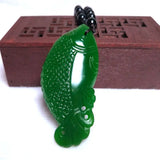 Natural Green Double-sided Hand-carved Fish Jade Pendant Boutique Jewelry