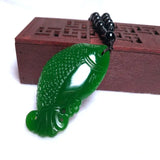 Natural Green Double-sided Hand-carved Fish Jade Pendant Boutique Jewelry