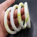 Hand-carved Round Bar Lantian Jade Bracelet