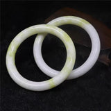Hand-carved Round Bar Lantian Jade Bracelet