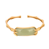 Vintage Copper Gold-Plated Bamboo Emerald Green Hetian Jade Bracelet
