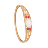 Vintage Hollow Pattern Gold-Plated Jade Bracelet for Women