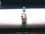Tibet Agate DZI Bracelet with Garnet Pendant