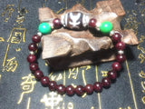 Tibet Agate DZI Bracelet with Natural Garnet Stone Pendant