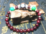 Tibet Agate DZI Bracelet with Natural Garnet Stone Pendant