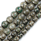 Tibetan Dzi Eyes Beads Green Carnelian 8/10/12MM Round Loose Beads