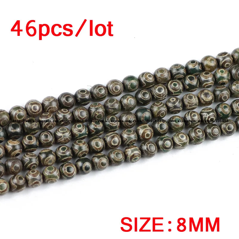 Tibetan Dzi Eyes Beads Green Carnelian 8/10/12MM Round Loose Beads