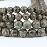 Tibetan Dzi Eyes Beads Green Carnelian 8/10/12MM Round Loose Beads