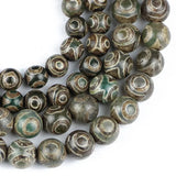 Tibetan Dzi Eyes Beads Green Carnelian 8/10/12MM Round Loose Beads