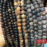 Tibetan Dzi Eyes Beads Brown Stone Round Loose Beads