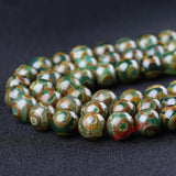 Green Tibetan Agates Round Loose Beads 8 10 12MM Pick Size For Jewelry