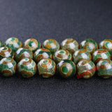 Green Tibetan Agates Round Loose Beads 8 10 12MM Pick Size For Jewelry