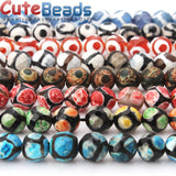 Tibetan Dzi Eyes Green Agat Stone 8MM Loose Beads for DIY Bracelet