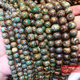 Tibetan Dzi Eyes Green Agate Stone 8/10/12MM Round Loose Beads DIY CTB04