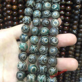 Tibetan Dzi Eyes beads Natural Green agat Stone Buddhism Round Loose bead 10MM